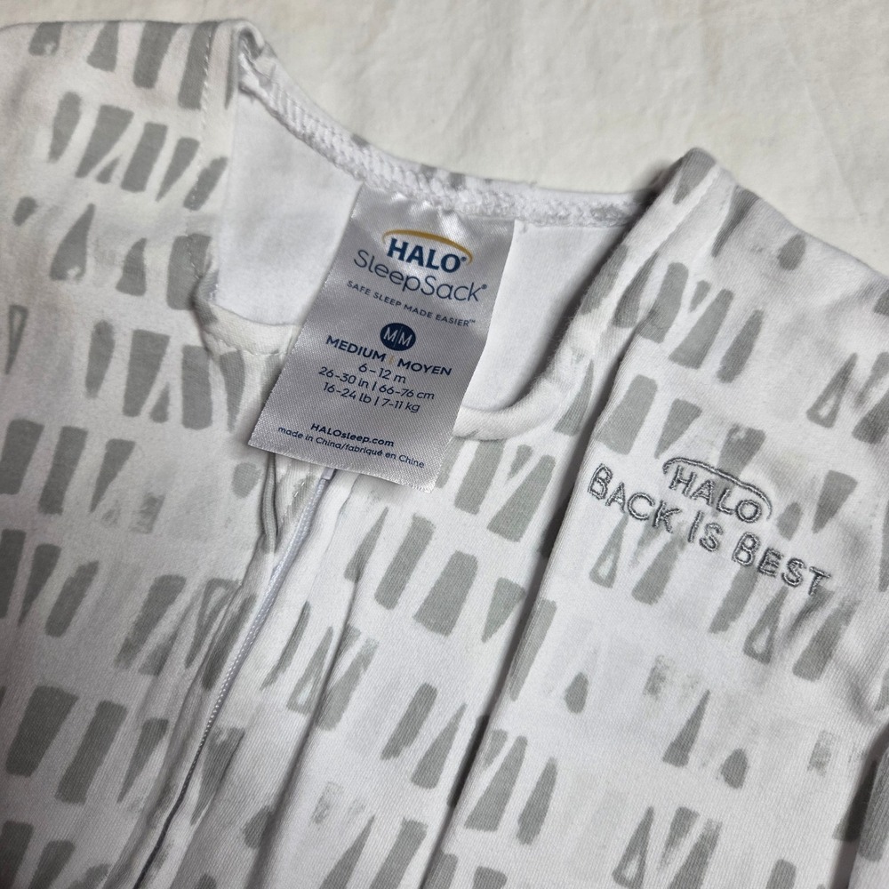 HALO SleepSack Wearable Blanket Medium 6-12 Months Gender Neutral Grey‎ White